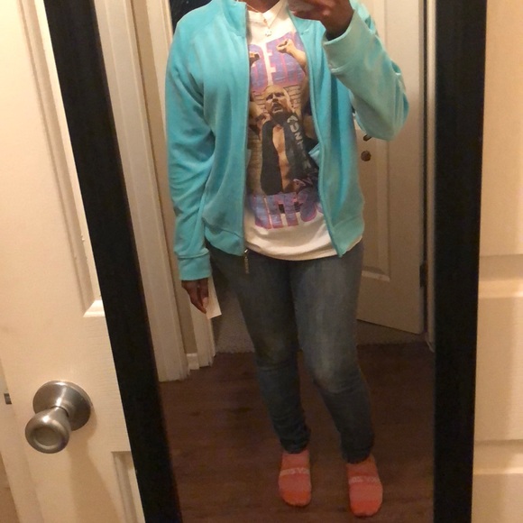 Tiffany blue New York Laundry velour jacket - Picture 2 of 3